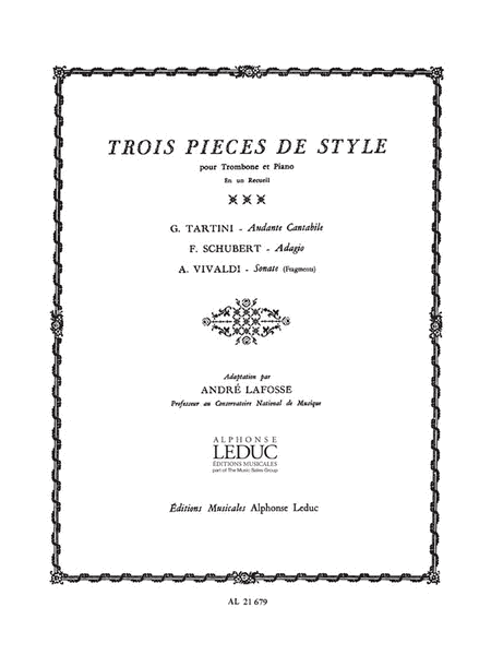 3 Pieces De Style (trombone & Piano)