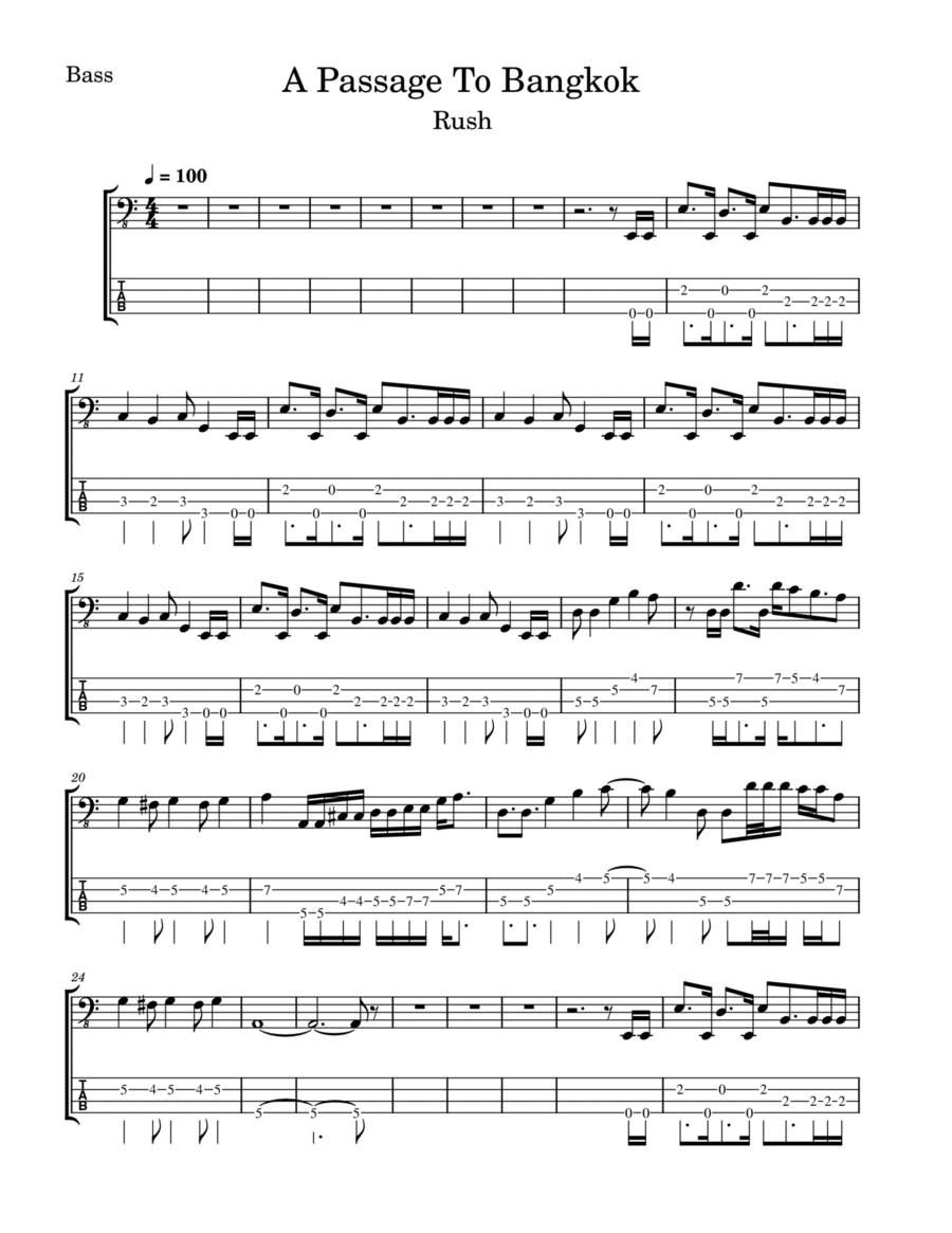 A Passage To Bangkok A Passage To Bangkok Guitar Tablature scores gallery preview page 1