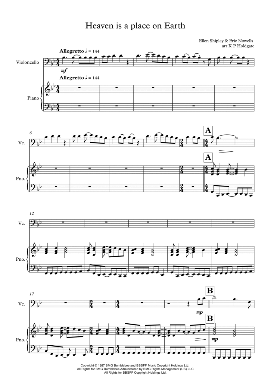 Heaven Is A Place On Earth Piano scores gallery preview page 1