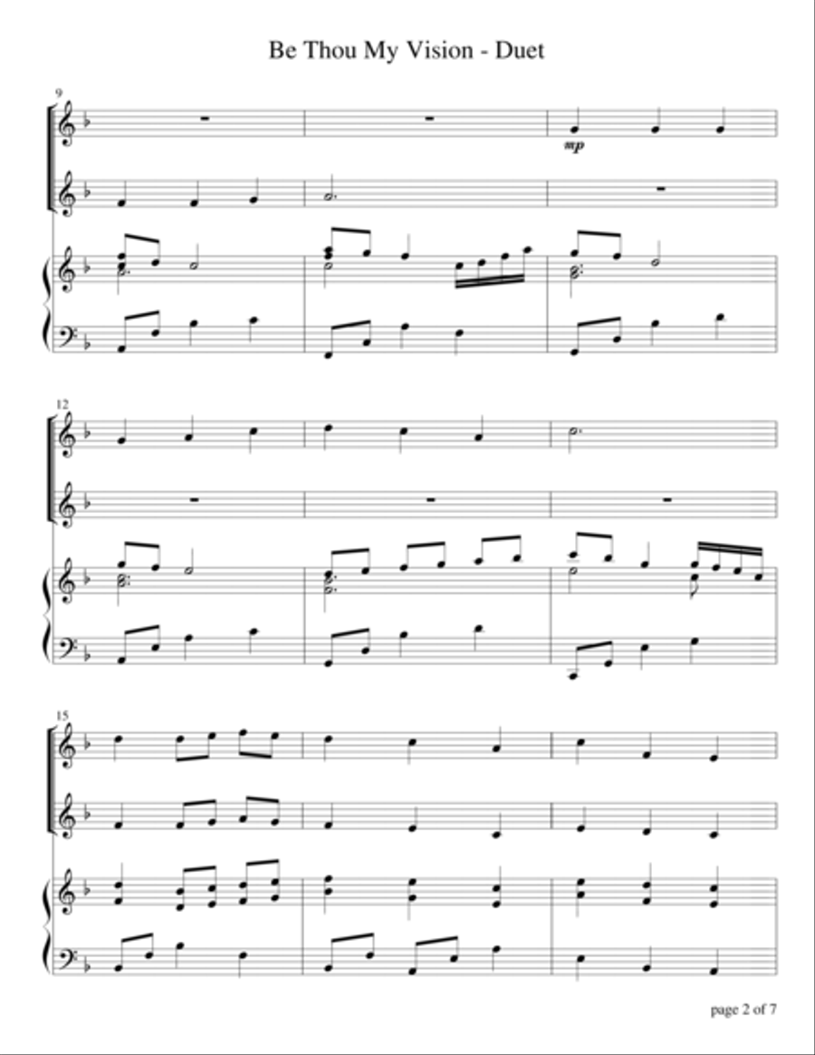 Be Thou My Vision (Violin Duet with Piano Accompaniment) String Duet scores gallery preview page 5