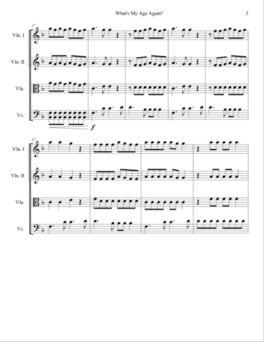 What's My Age Again? String Quartet scores gallery preview page 3