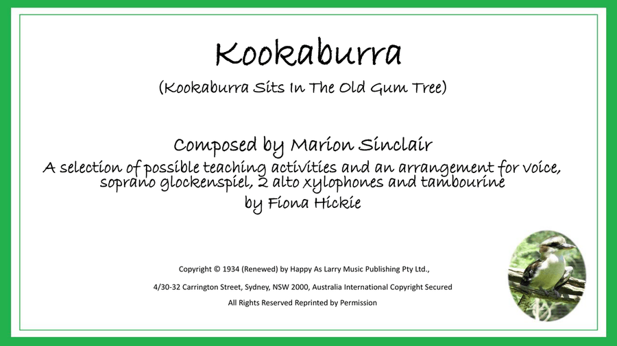 Kookaburra (kookaburra Sits In The Old Gum Tree) Percussion Ensemble scores gallery preview page 1