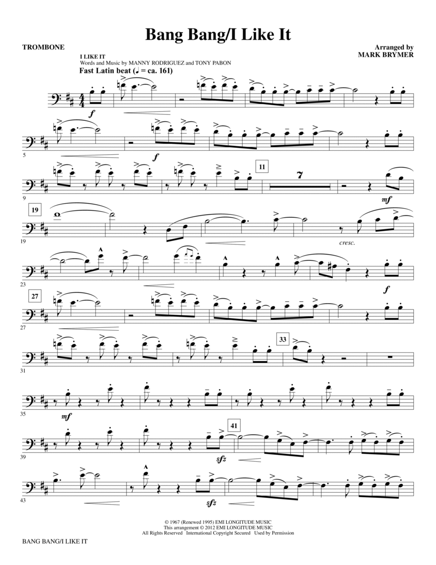 Bang Bang/I Like It - Trombone Choir scores gallery preview page 1