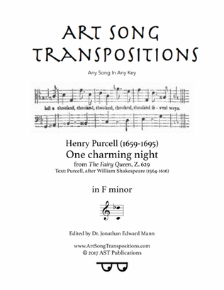 Book cover for PURCELL: One charming night (transposed to F minor)