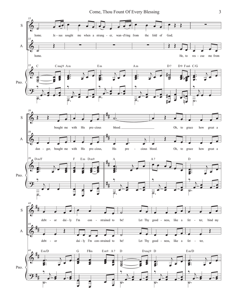 Come, Thou Fount Of Every Blessing (2-part choir - (SA) SA scores gallery preview page 3