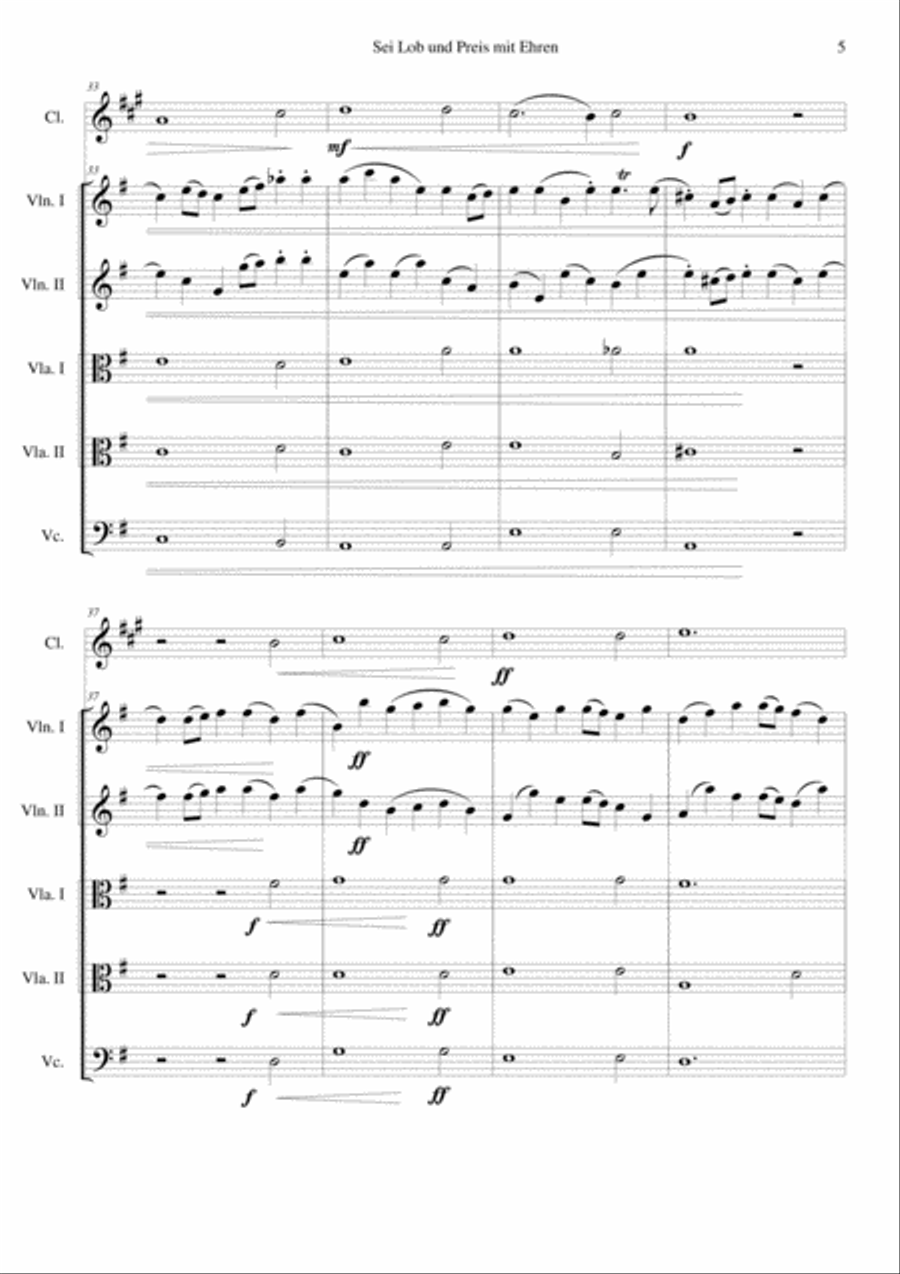 Sei Lob und Preis mit Ehren for clarinet and strings Clarinet scores gallery preview page 5
