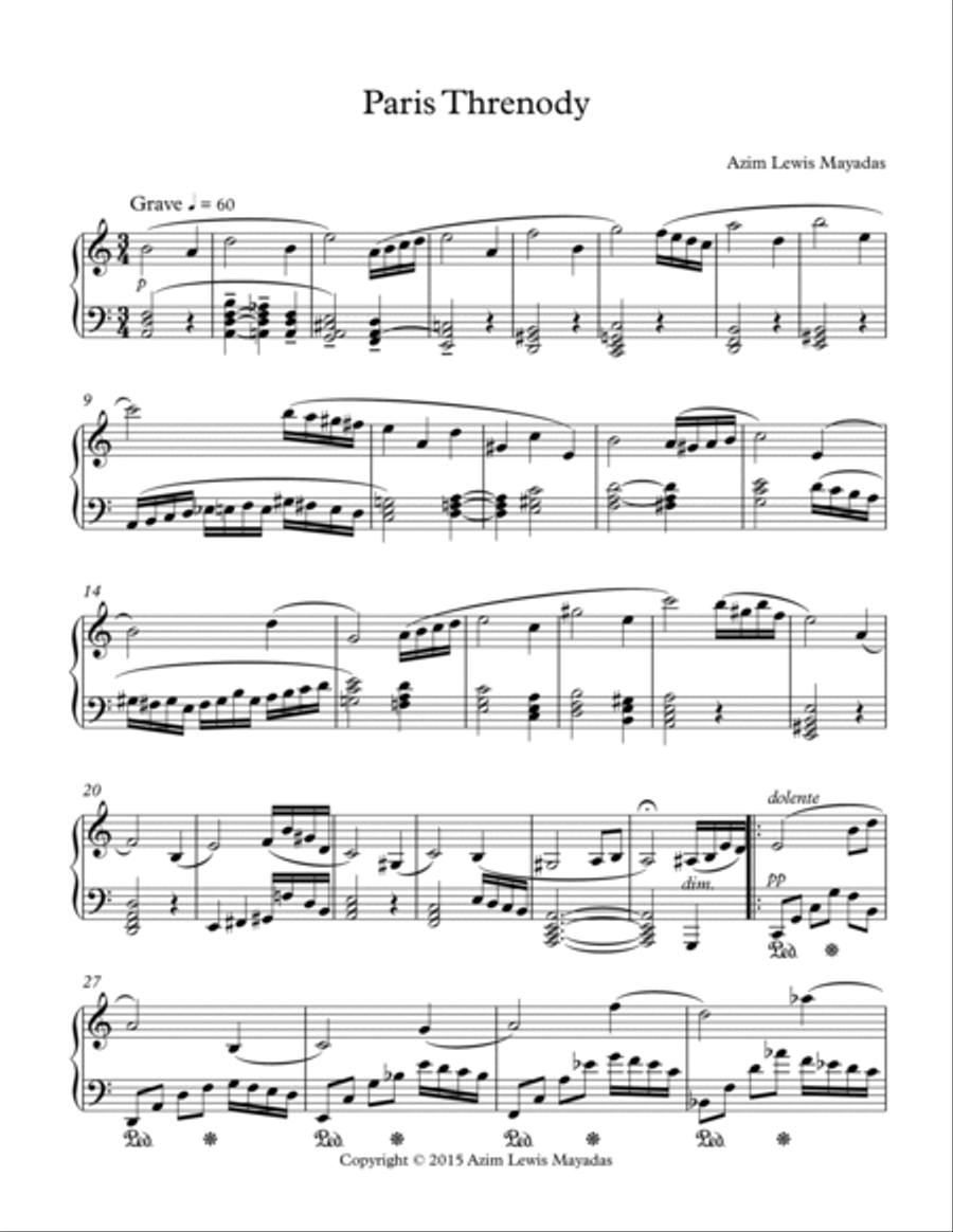 Paris Threnody Piano Solo scores gallery preview page 2