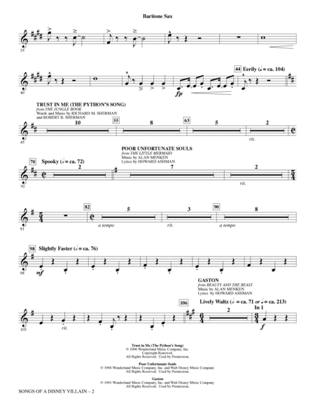 Songs of a Disney Villain (Choral Medley) - Baritone Sax