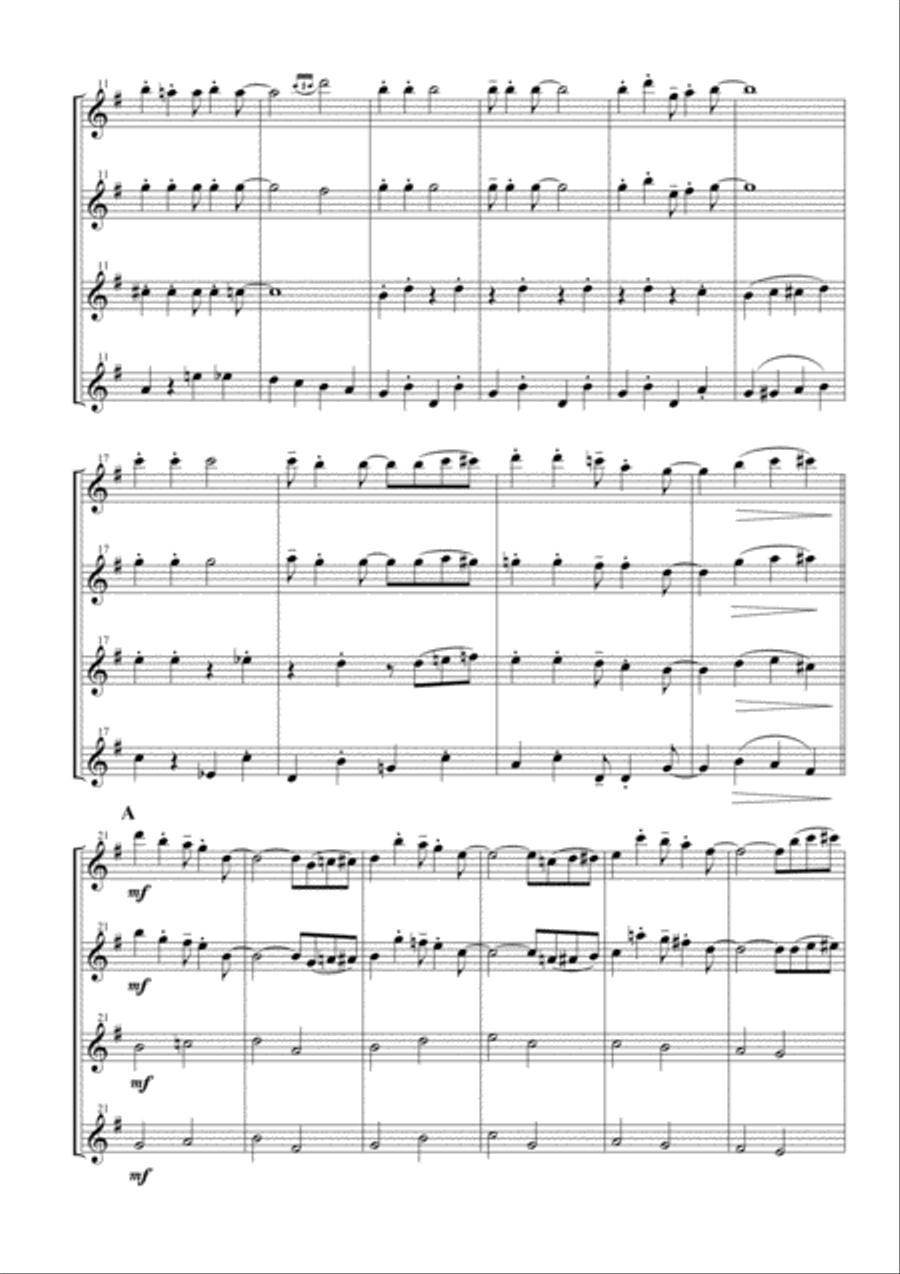 Jingle Bells for Flute Quartet Flute Quartet scores gallery preview page 2