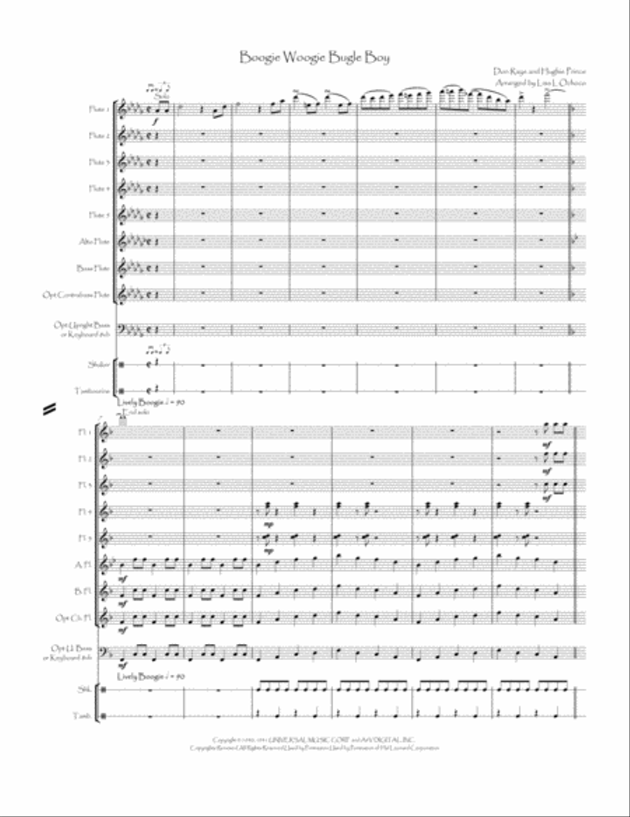 Boogie Woogie Bugle Boy Flute Choir scores gallery preview page 4