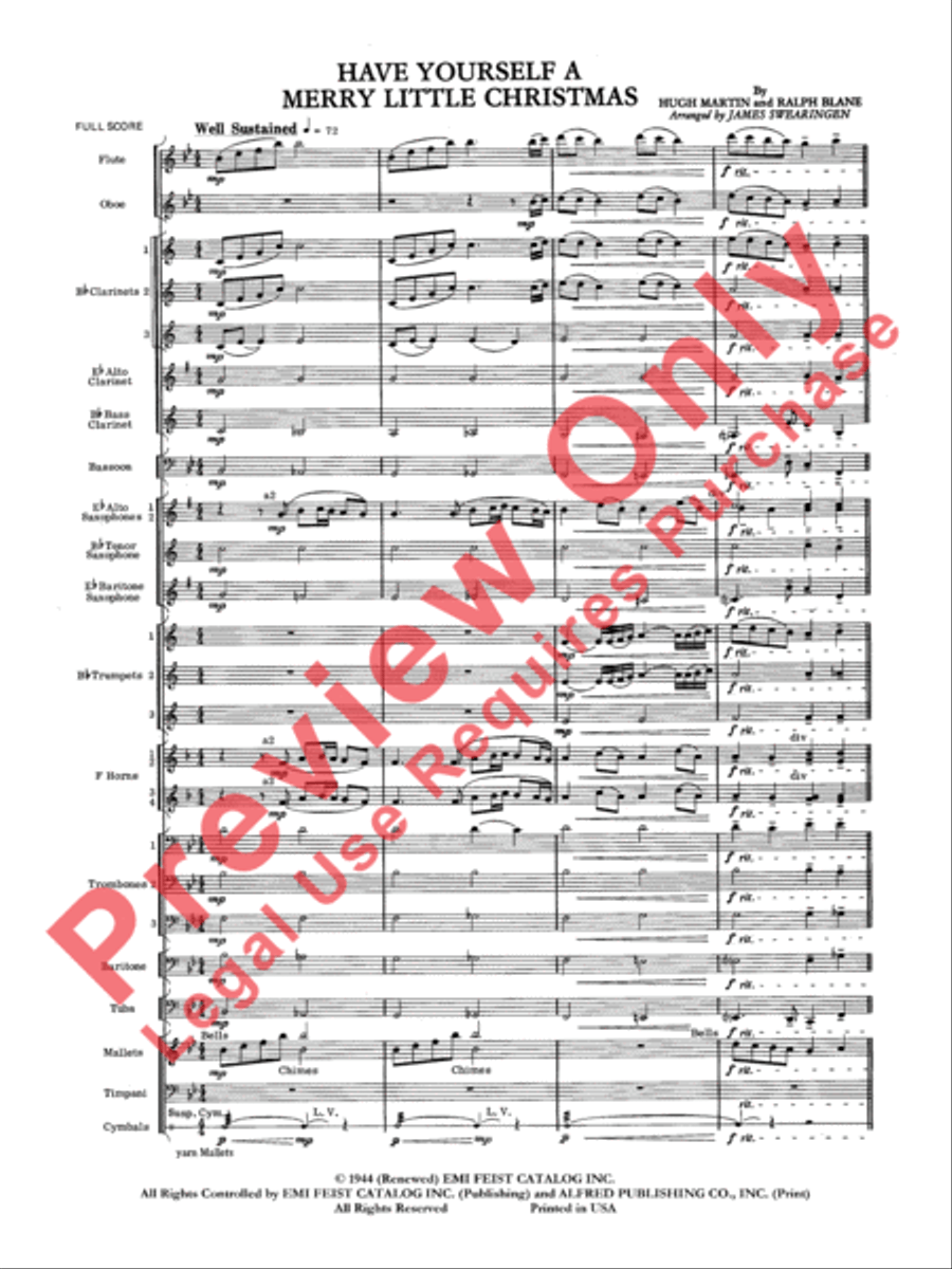 Have Yourself a Merry Little Christmas Concert Band scores gallery preview page 3