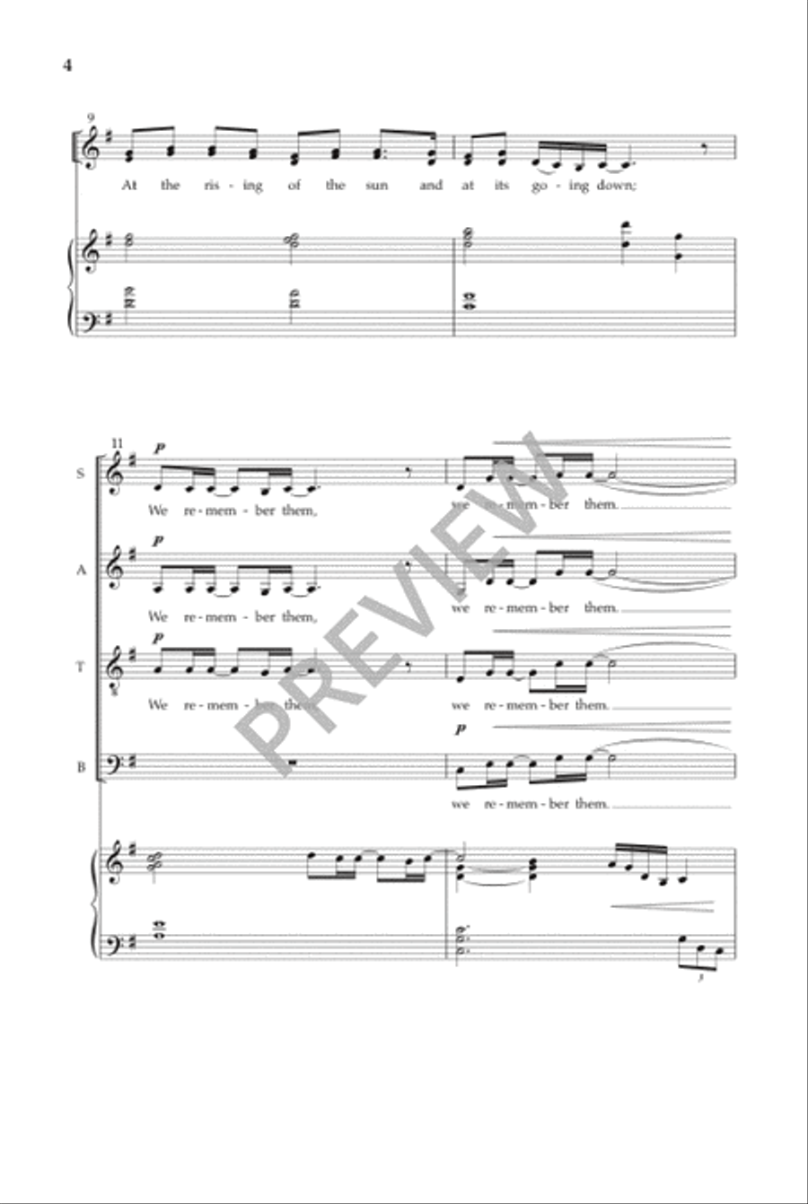 We Remember Them (SATB) 4-Part scores gallery preview page 5