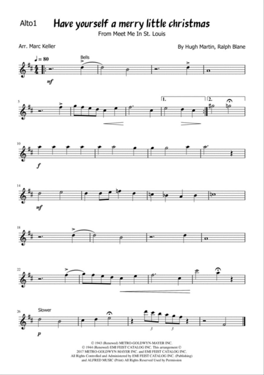 Have Yourself A Merry Little Christmas Saxophone Quartet scores gallery preview page 4