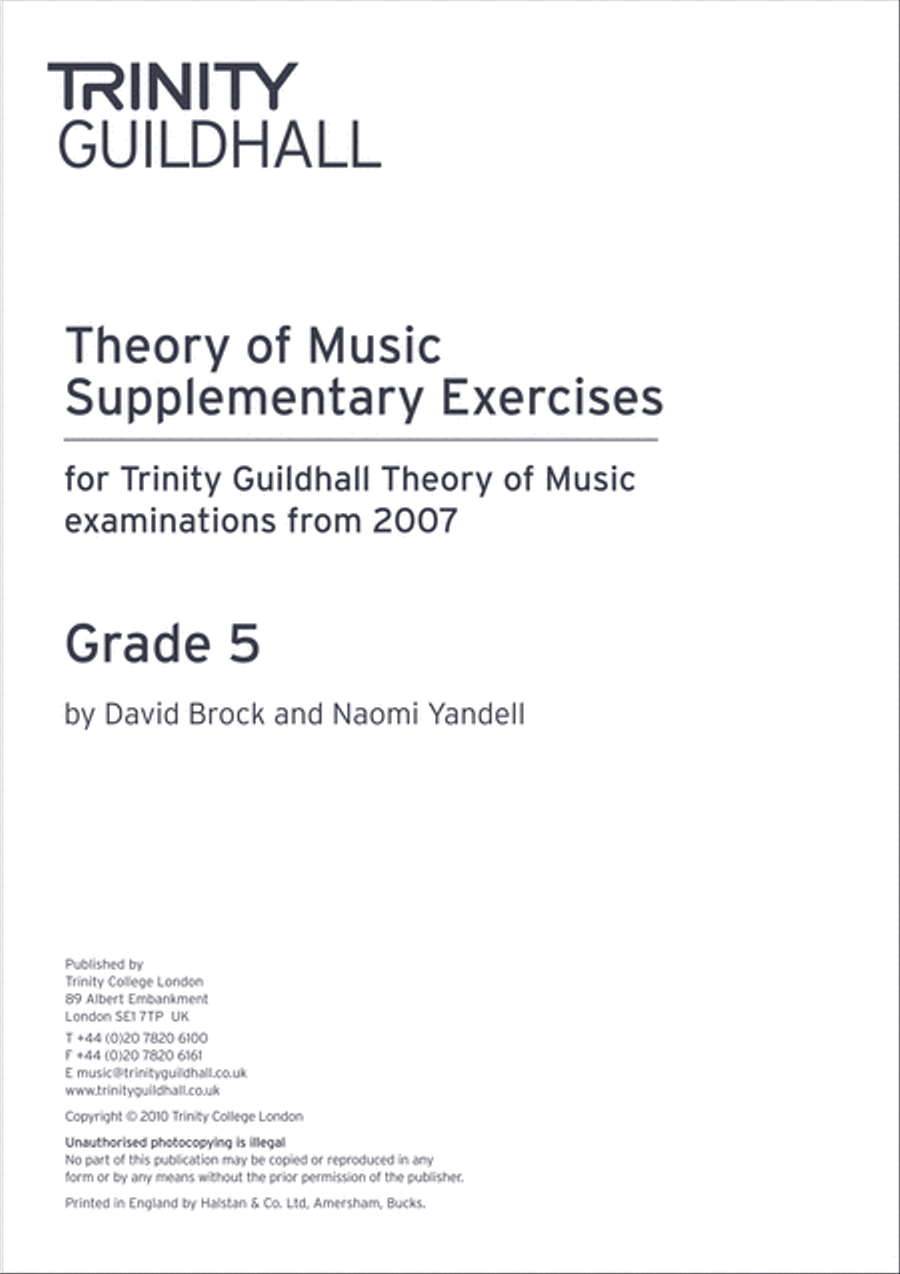 Theory Supplementary Exercises Grade 5 Collection / Songbook scores gallery preview page 1
