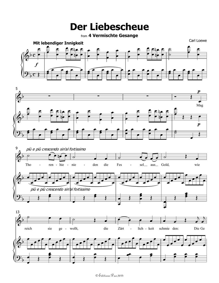 Der Liebescheue, by Carl Loewe, in F Major Voice scores gallery preview page 3