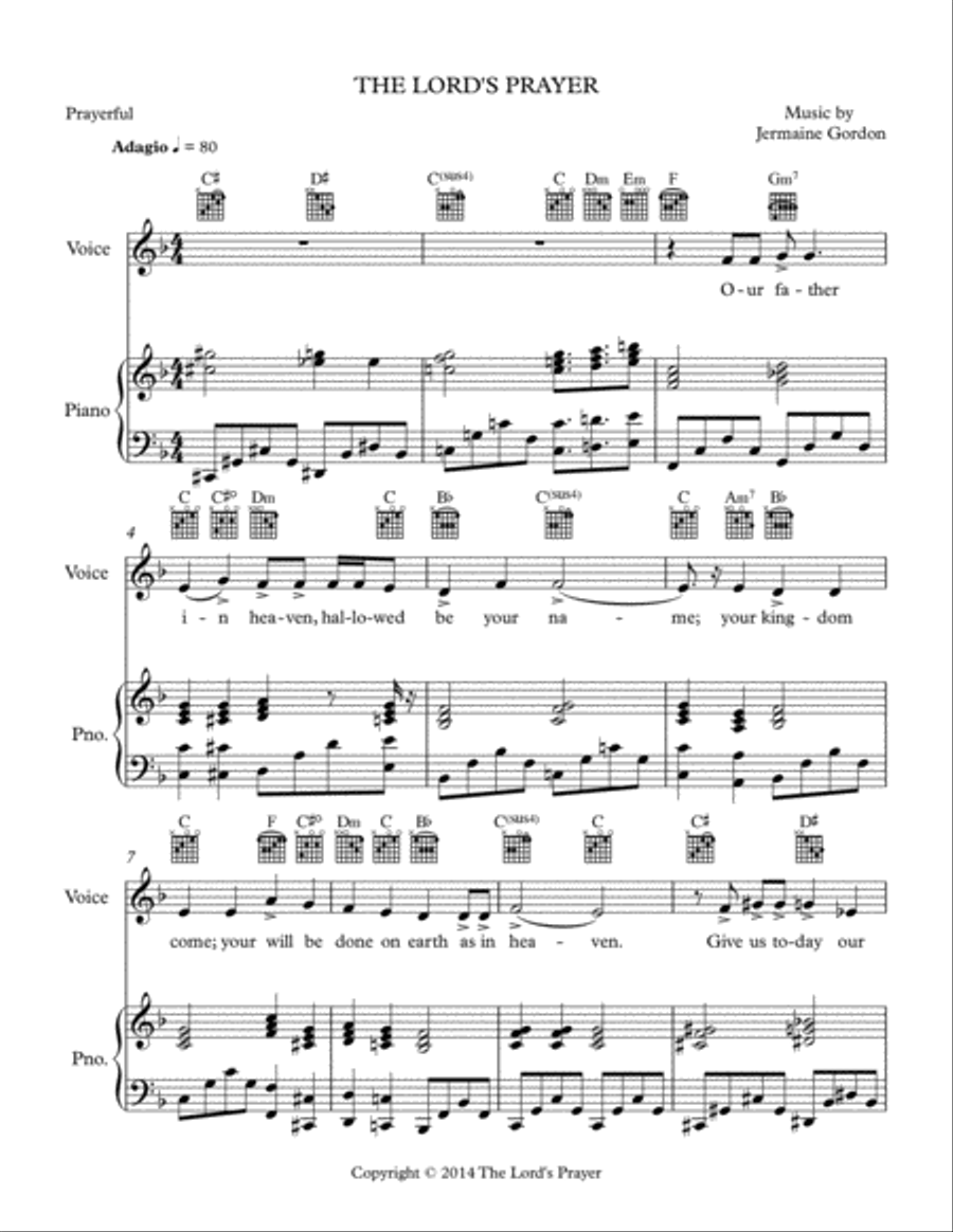 THE LORD'S PRAYER Voice scores gallery preview page 1