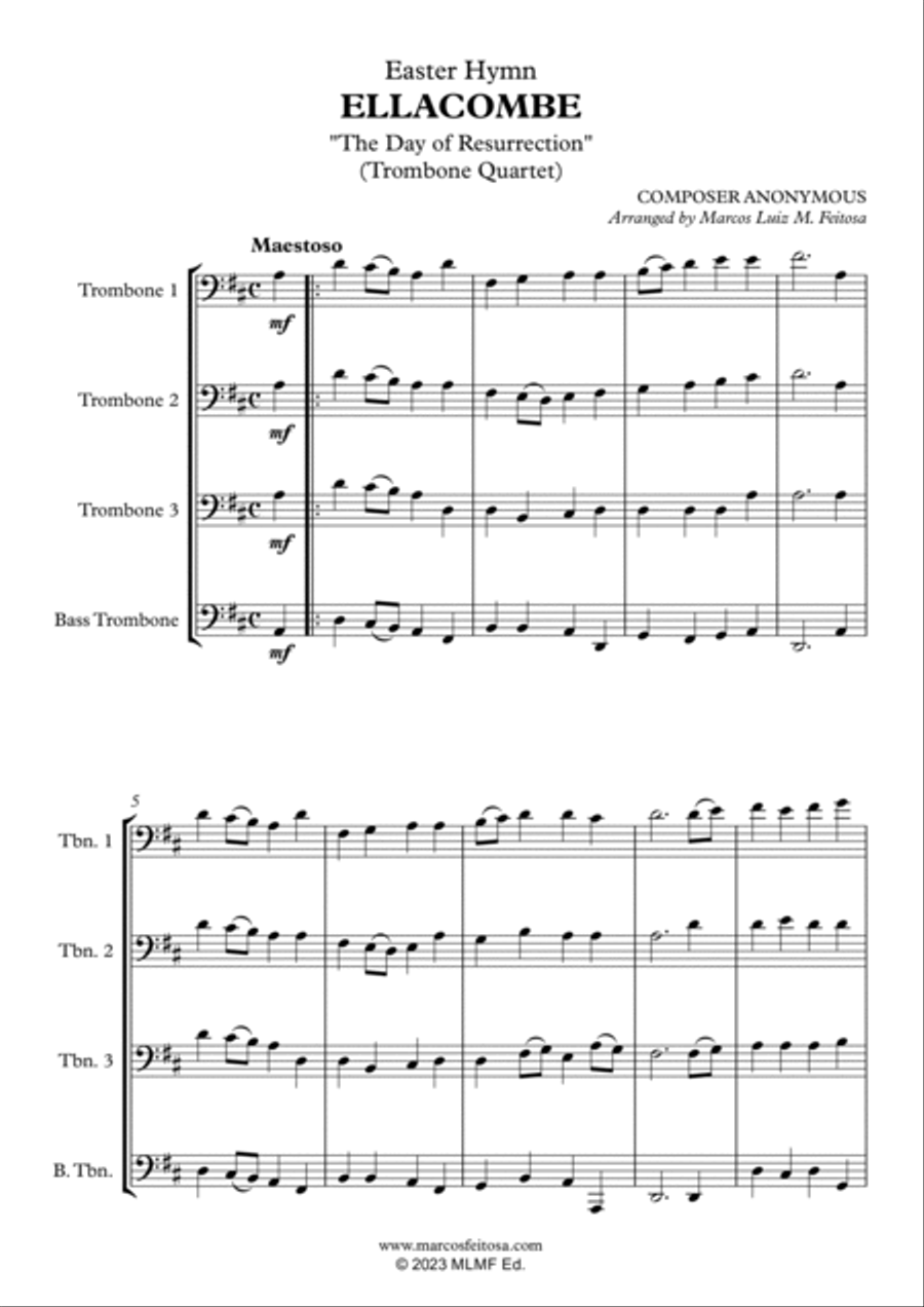 ELLACOMBE (The Day of Resurrection) - Trombone Quartet Brass Quartet scores gallery preview page 3