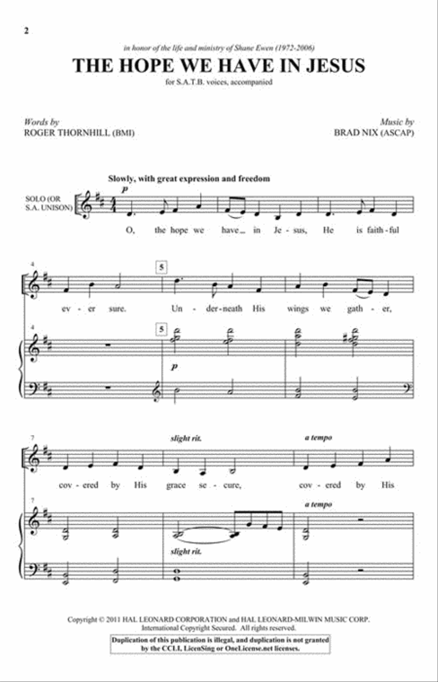The Hope We Have in Jesus 4-Part scores gallery preview page 2