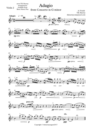 Book cover for Vivaldi - Adagio (G Minor Concerto) - 2nd. Violin Part - Suzuki Bk.5