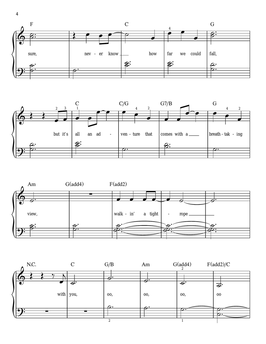 Tightrope (from The Greatest Showman) Easy Piano scores gallery preview page 4