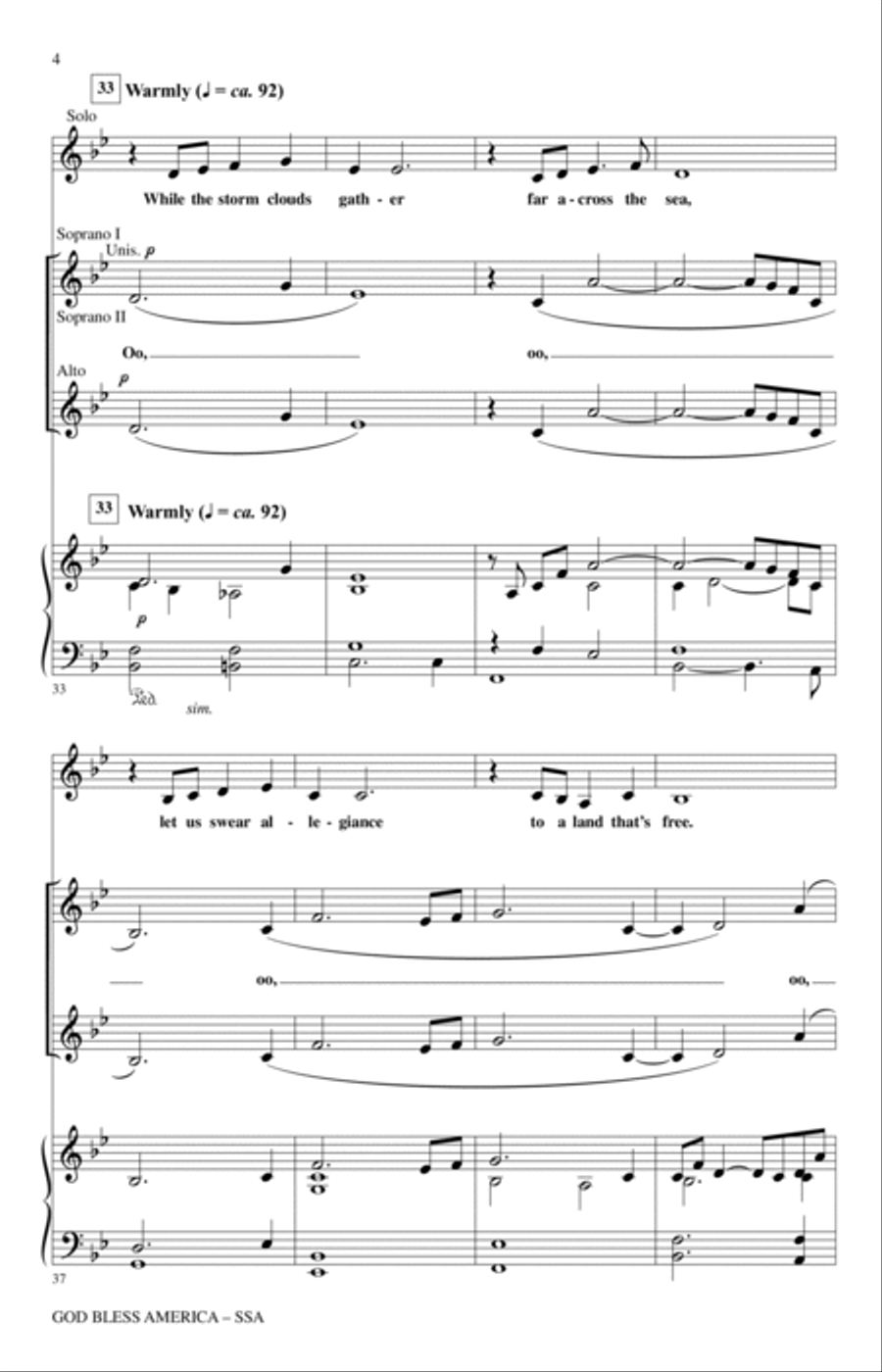 God Bless America (arr. Bruce Healey) SSA scores gallery preview page 3