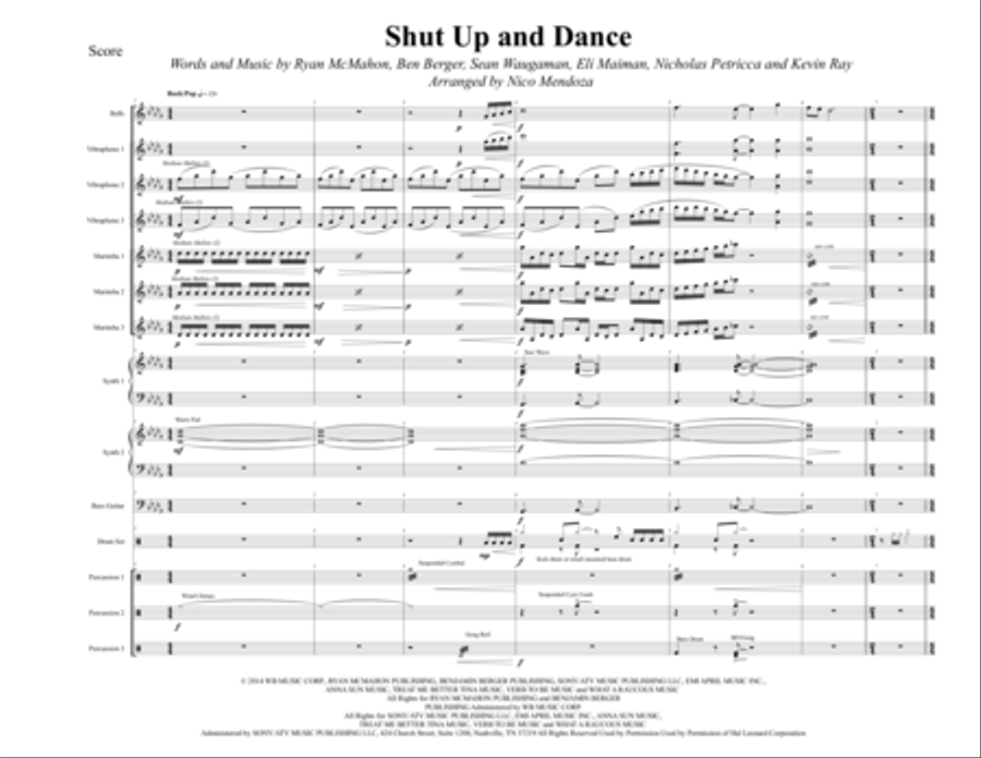 Shut Up And Dance Percussion Ensemble scores gallery preview page 1