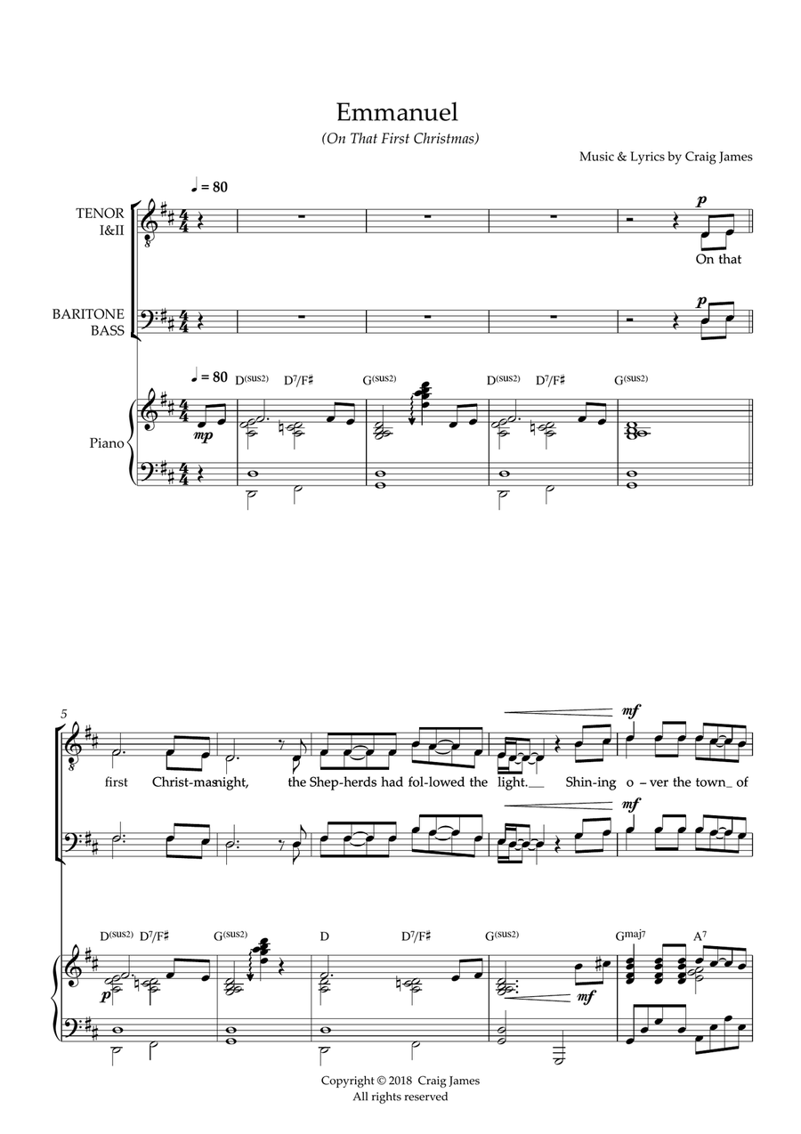 Emmanuel (On That First Christmas) TTBB scores gallery preview page 2