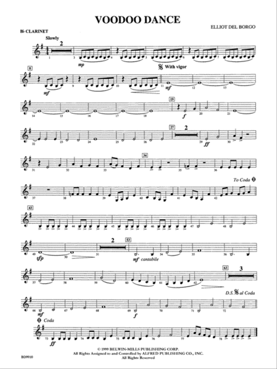 Voodoo Dance: 1st B-flat Clarinet Concert Band scores gallery preview page 1