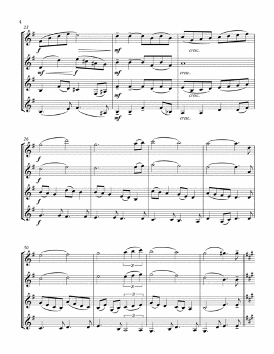 Can't Help Falling In Love Woodwind Quartet scores gallery preview page 4