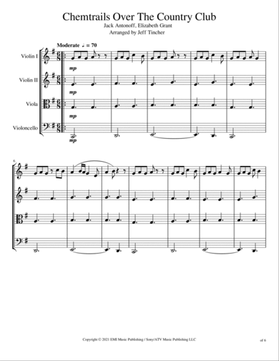 Chemtrails Over The Country Club String Quartet scores gallery preview page 2