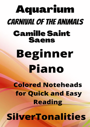 Book cover for Aquarium Carnival of the Animals Beginner Piano Sheet Music with Colored Notation