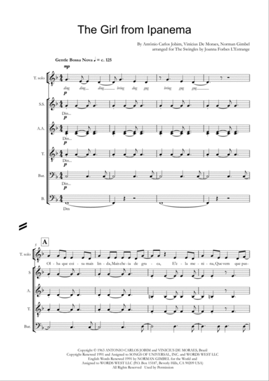 The Girl From Ipanema (garôta De Ipanema) A Cappella scores gallery preview page 3
