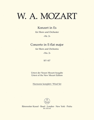 Book cover for Concerto for Horn and Orchestra No. 2 E flat major KV 417