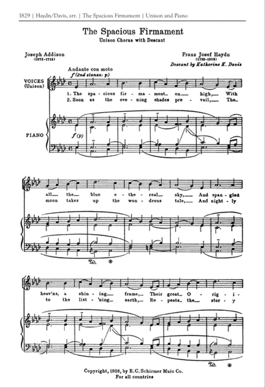 The Spacious Firmament The Spacious Firmament Unison Choir scores gallery preview page 2