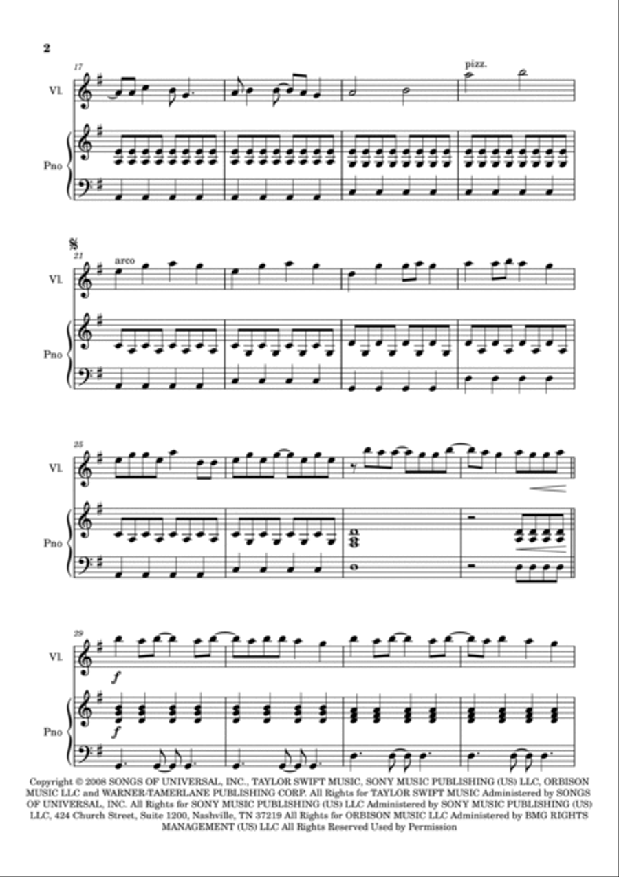You Belong With Me Violin Solo scores gallery preview page 2