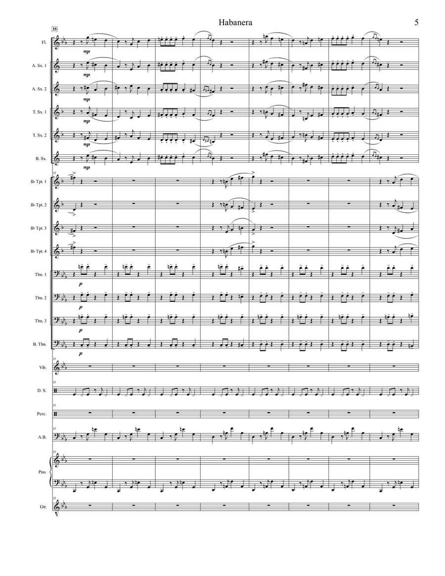 Habanera (Jazzified) Jazz Ensemble scores gallery preview page 5