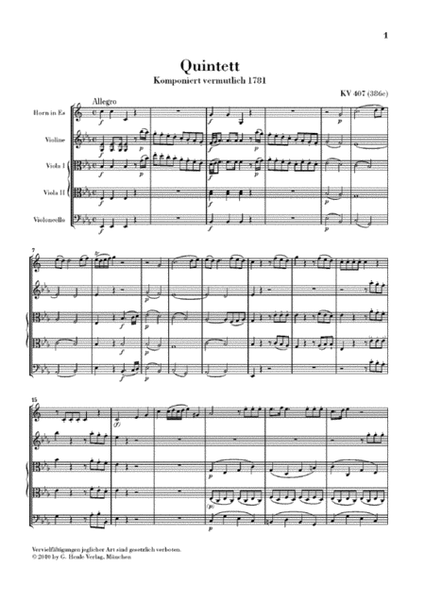 Horn Quintet in E-flat Major KV 407 (386c)