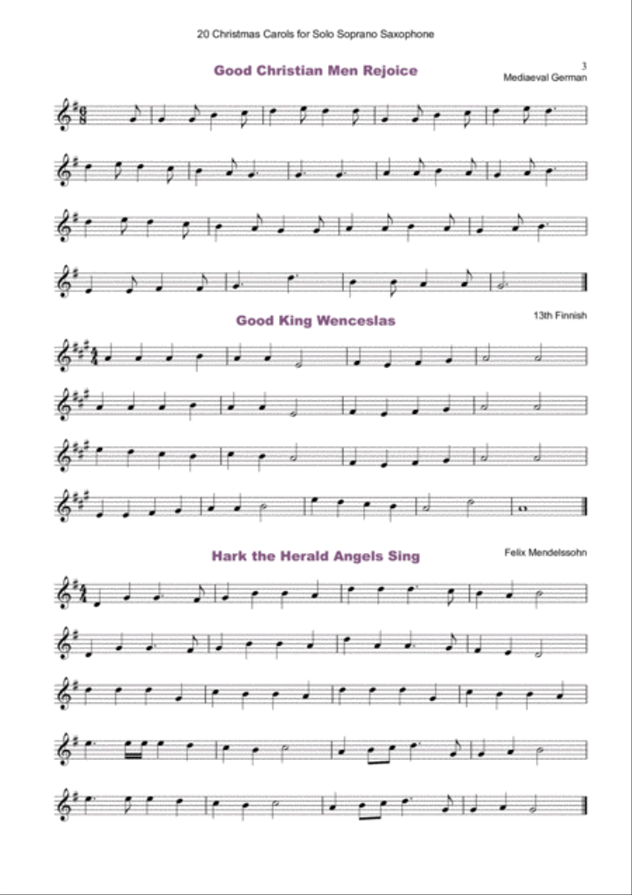 20 Favourite Christmas Carols for solo Soprano Saxophone and Piano Soprano Saxophone scores gallery preview page 4