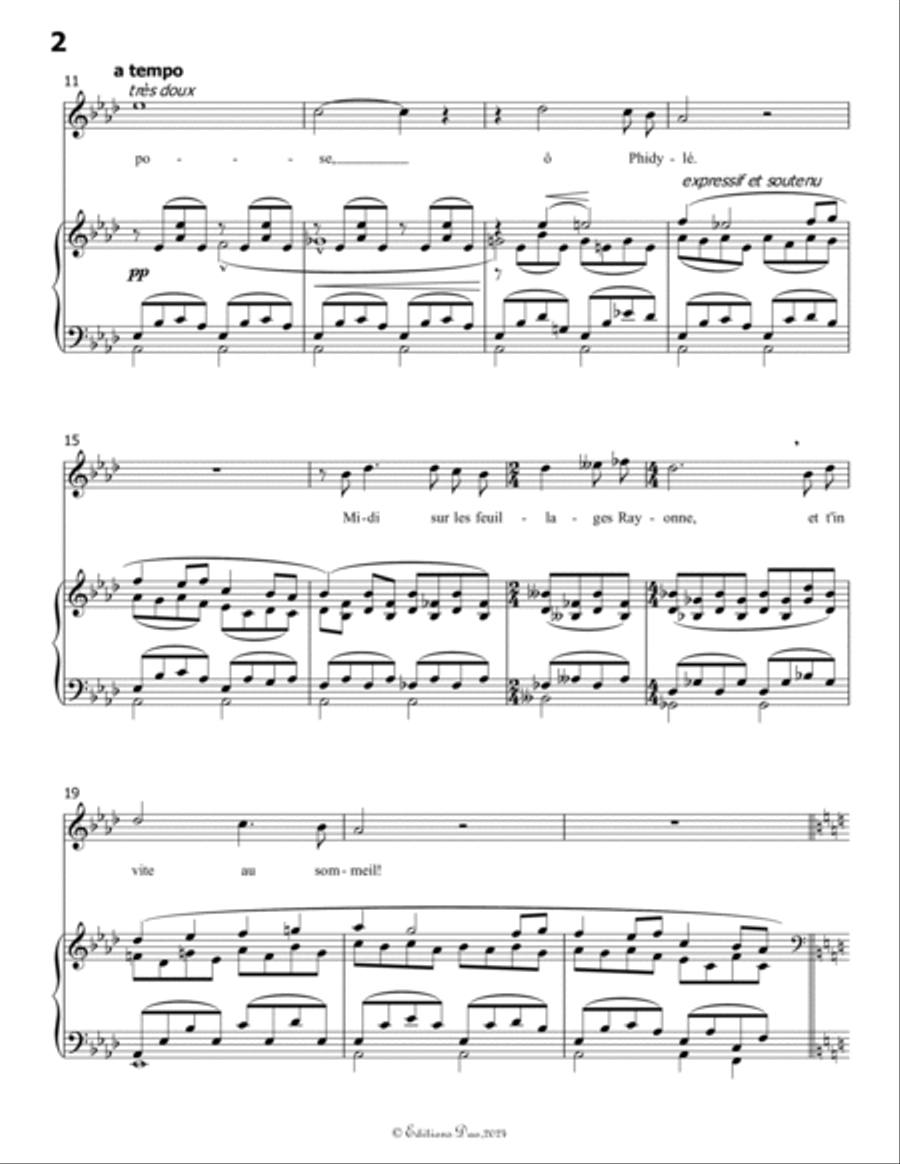 Phidylé, by Henri Duparc, in B Major Voice scores gallery preview page 4