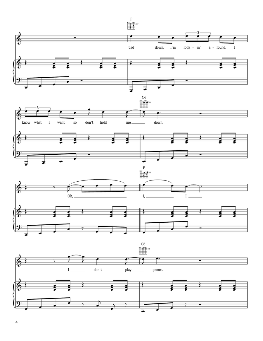 Tied Down Piano, Vocal, Guitar scores gallery preview page 4