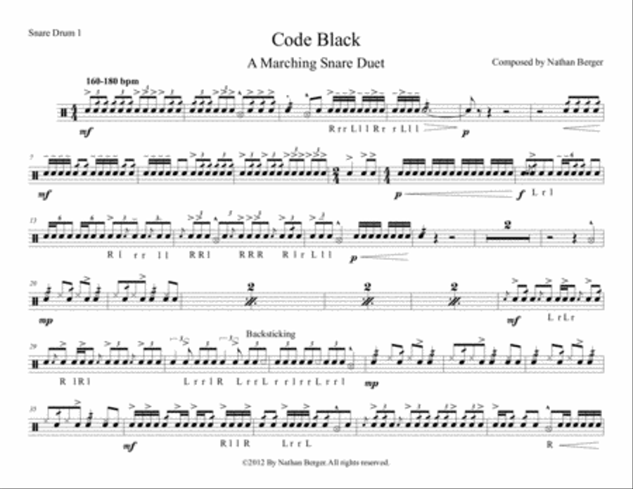 Code Black - Marching Snare Duet Marching Band scores gallery preview page 5