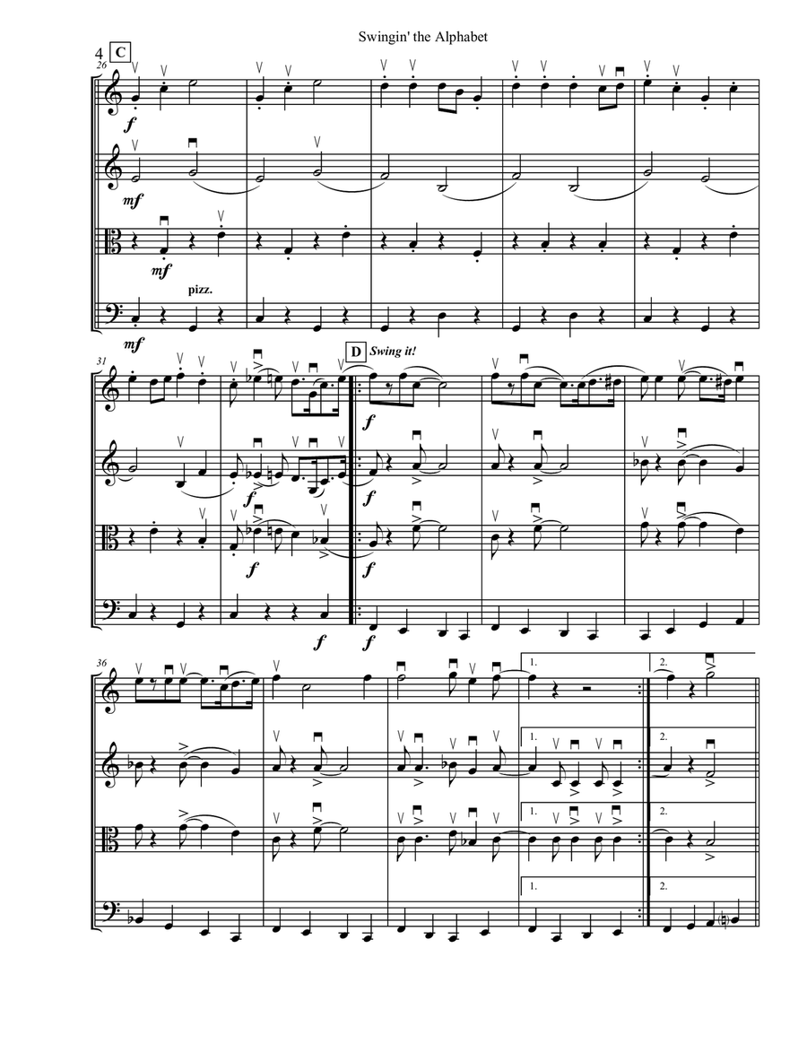 Swingin' The Alphabet String Quartet scores gallery preview page 4