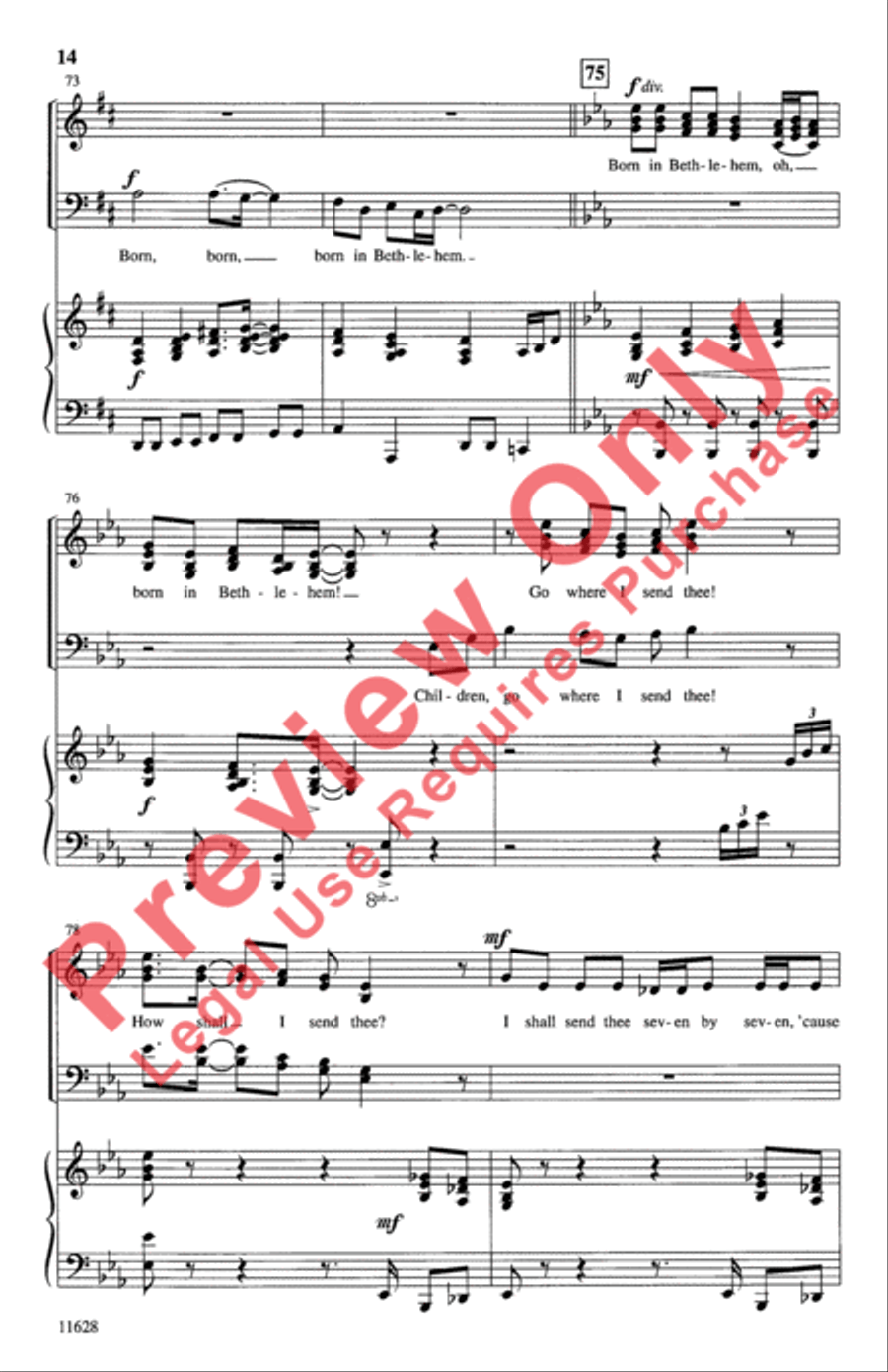 Children, Go Where I Send Thee 4-Part scores gallery preview page 14