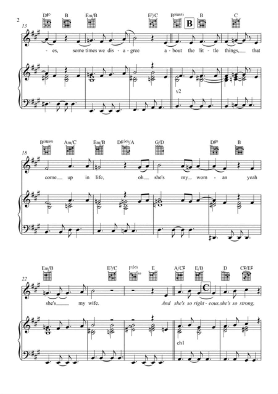 She's Never Wrong Piano, Vocal, Guitar scores gallery preview page 2