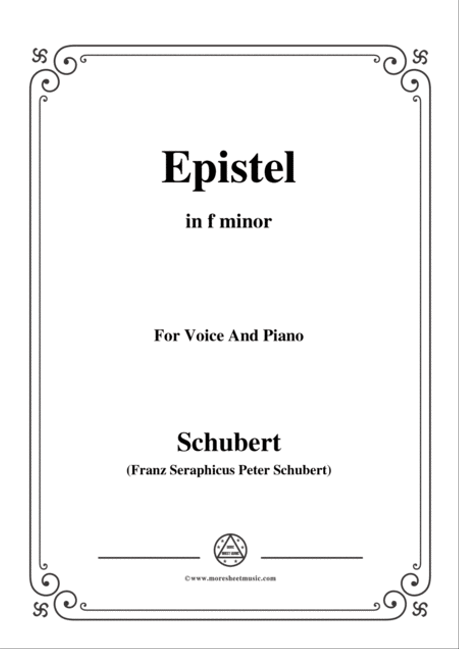 Schubert-Epistel(Herrn Joseph Spaun),in f minor,for Voice&Piano Voice scores gallery preview page 1