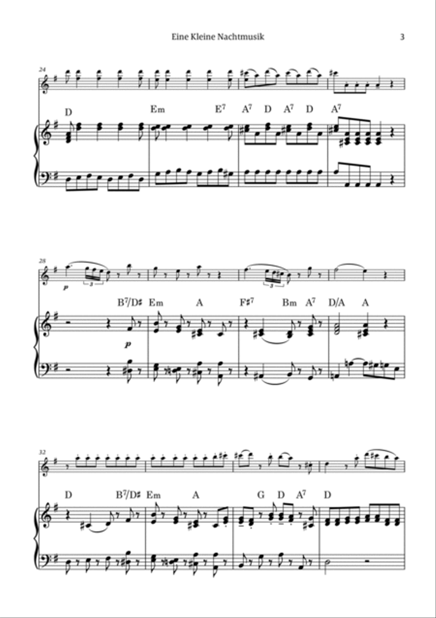 Eine Kleine Nachtmusik (for solo violin with piano accompaniment) Violin Solo scores gallery preview page 3
