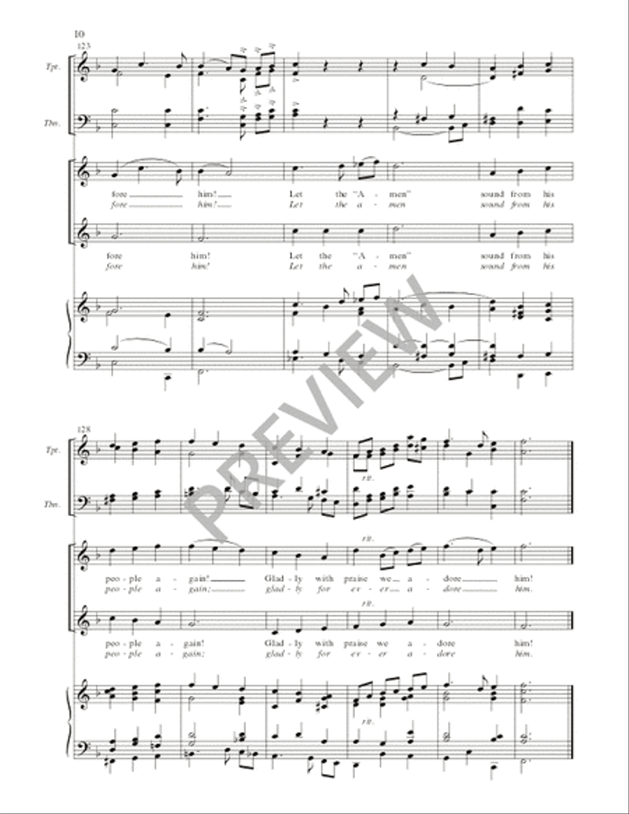 Praise to the Lord, the Almighty - Full Score and Parts 4-Part scores gallery preview page 10