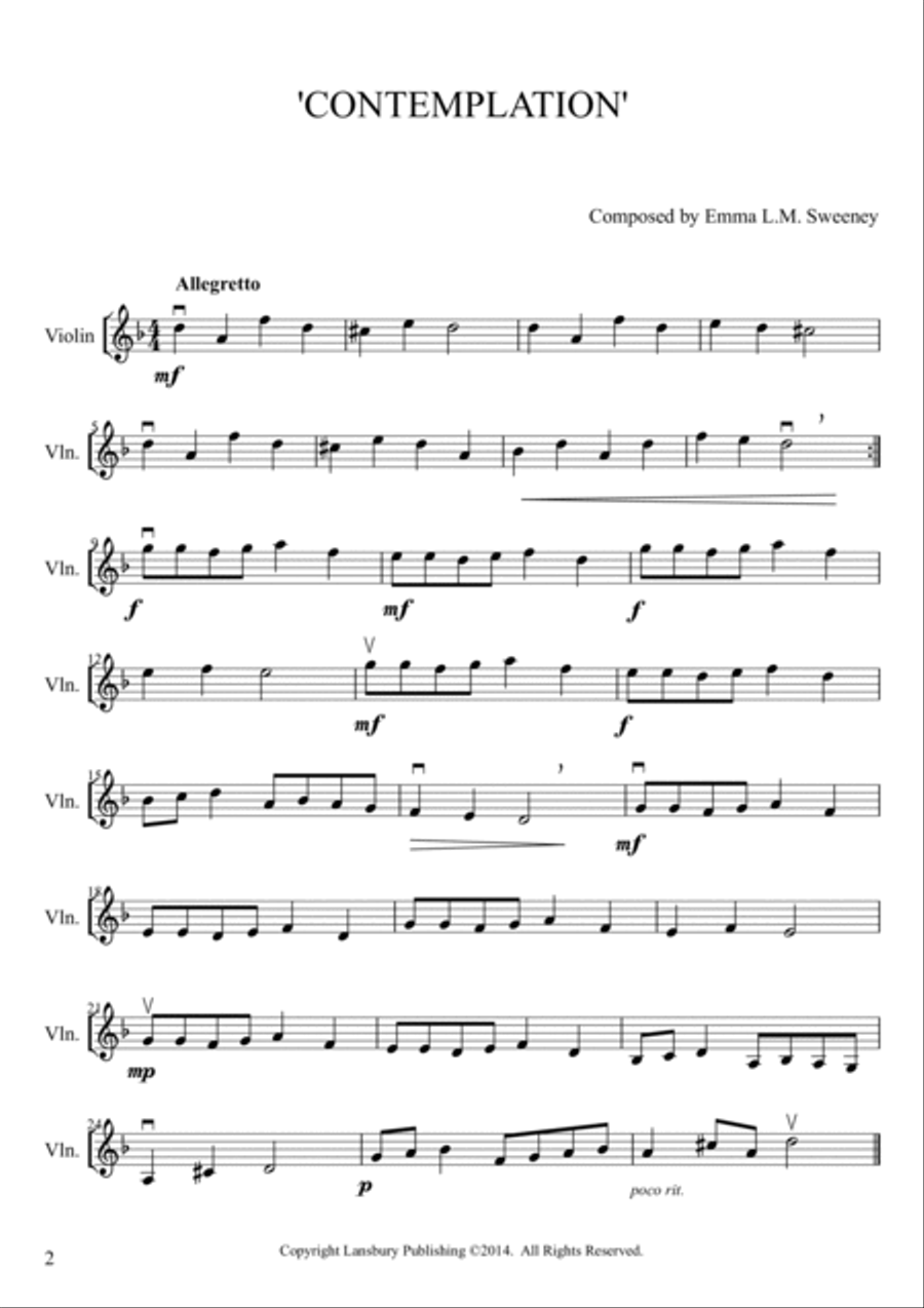 Contemplation Violin Solo scores gallery preview page 2