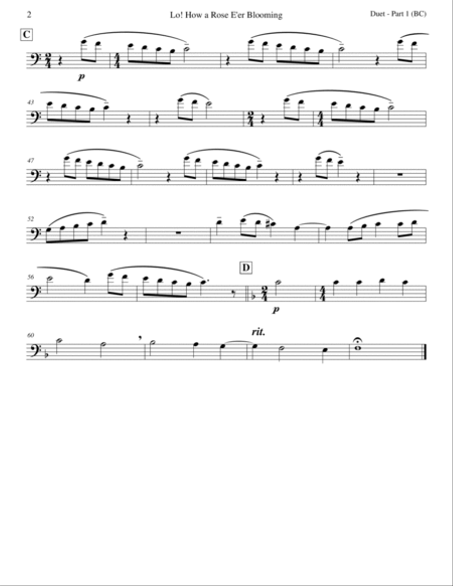 Lo! How a Rose E'er Blooming Trombone Duet scores gallery preview page 5