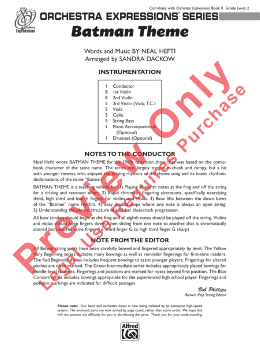 Batman Theme String Orchestra scores gallery preview page 2